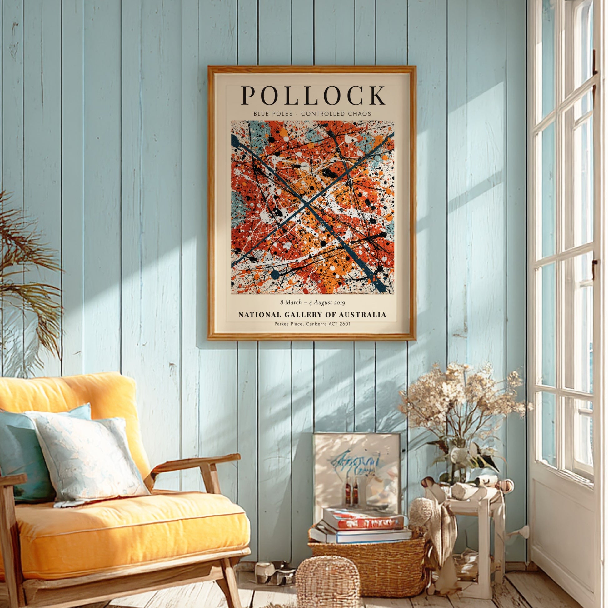 Wall art poster featuring Jackson Pollock Blue Poles - Controlled Chaos abstract expressionist painting