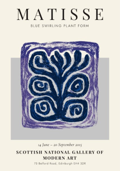 Blue Swirling Plant Form Poster - Abstract Art, Home Decor, Wall Print
