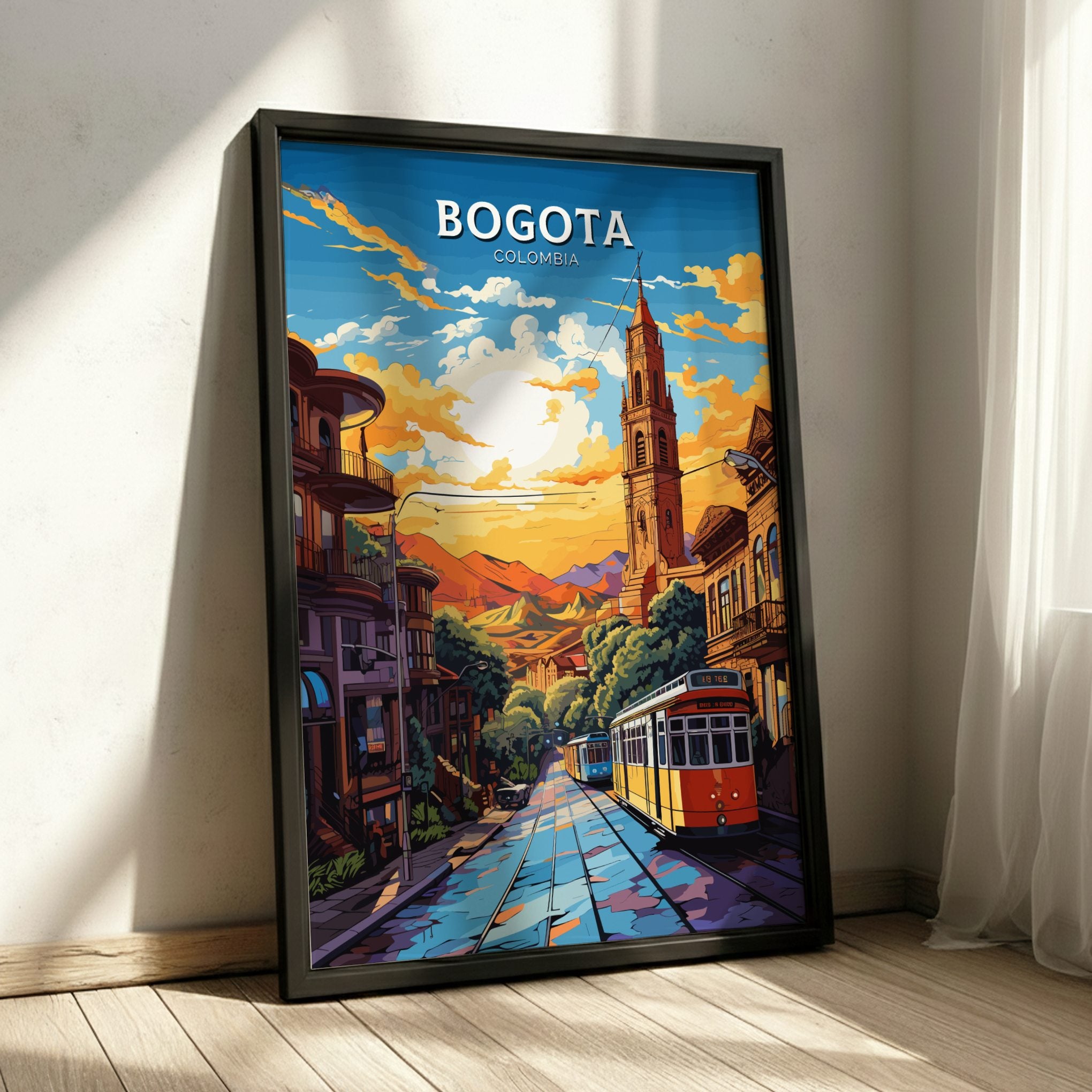South America BOGOTA SKYLINE POSTER - COLOMBIAN CITYSCAPE ART