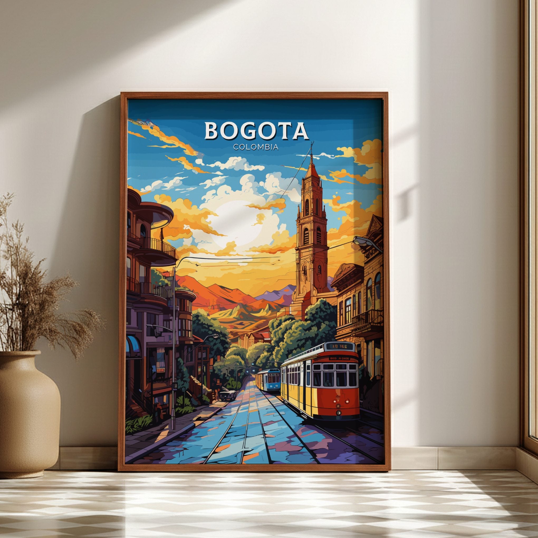 South America BOGOTA SKYLINE POSTER - COLOMBIAN CITYSCAPE ART
