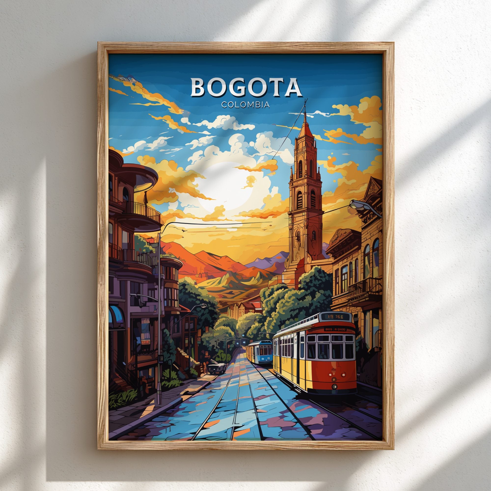 South America BOGOTA SKYLINE POSTER - COLOMBIAN CITYSCAPE ART