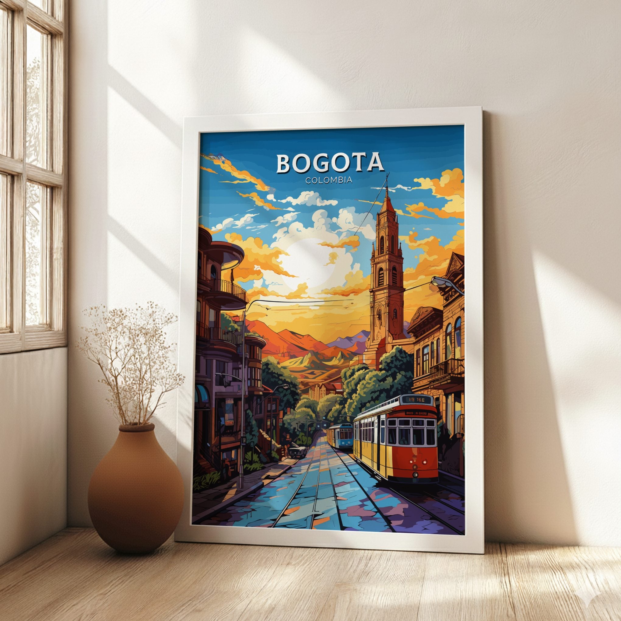 South America BOGOTA SKYLINE POSTER - COLOMBIAN CITYSCAPE ART