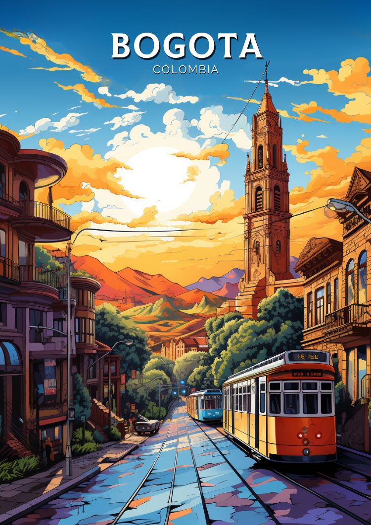 BOGOTA SKYLINE POSTER - COLOMBIAN CITYSCAPE ART