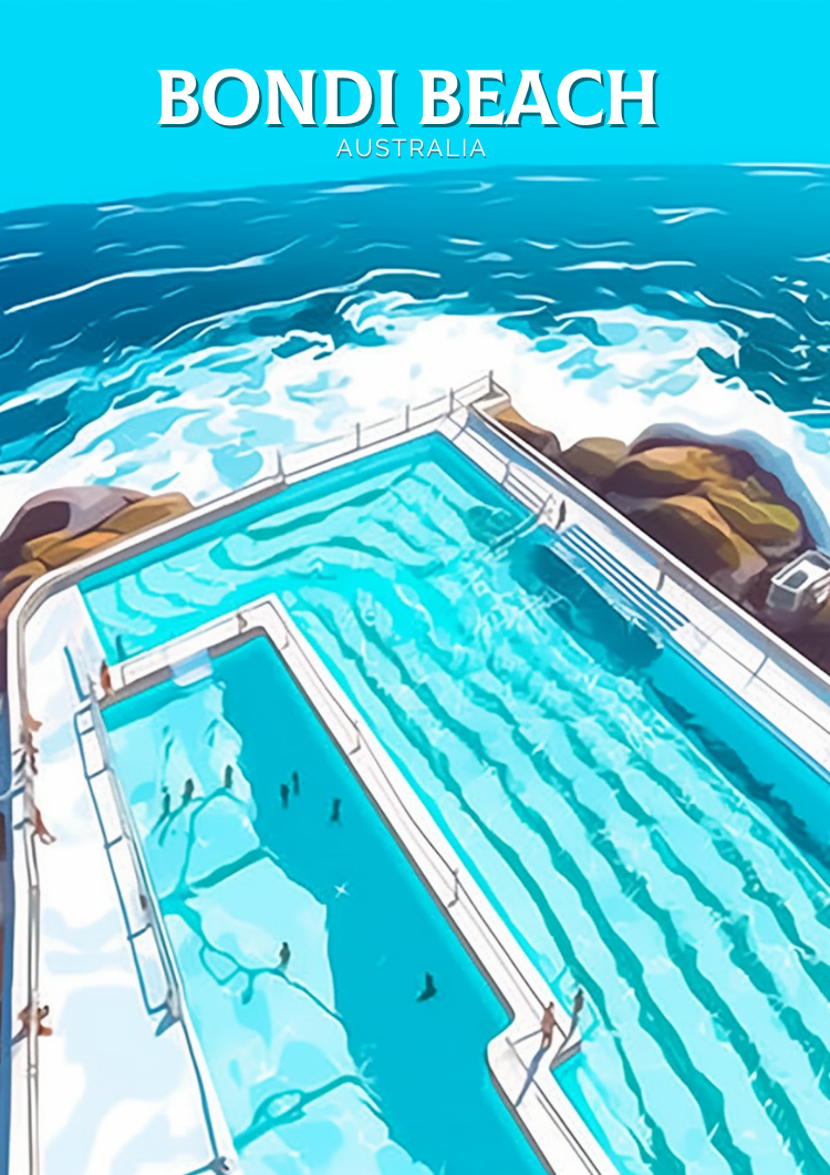 Australia BONDI BEACH TRAVEL PRINT - WALLART AUSTRALIA