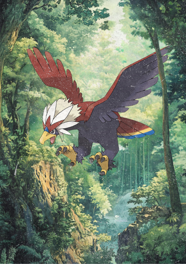 Braviary Poster: Japanese Style Legendary Pokemon Inspired Anime Artwork, Pokemon TCG Braviary