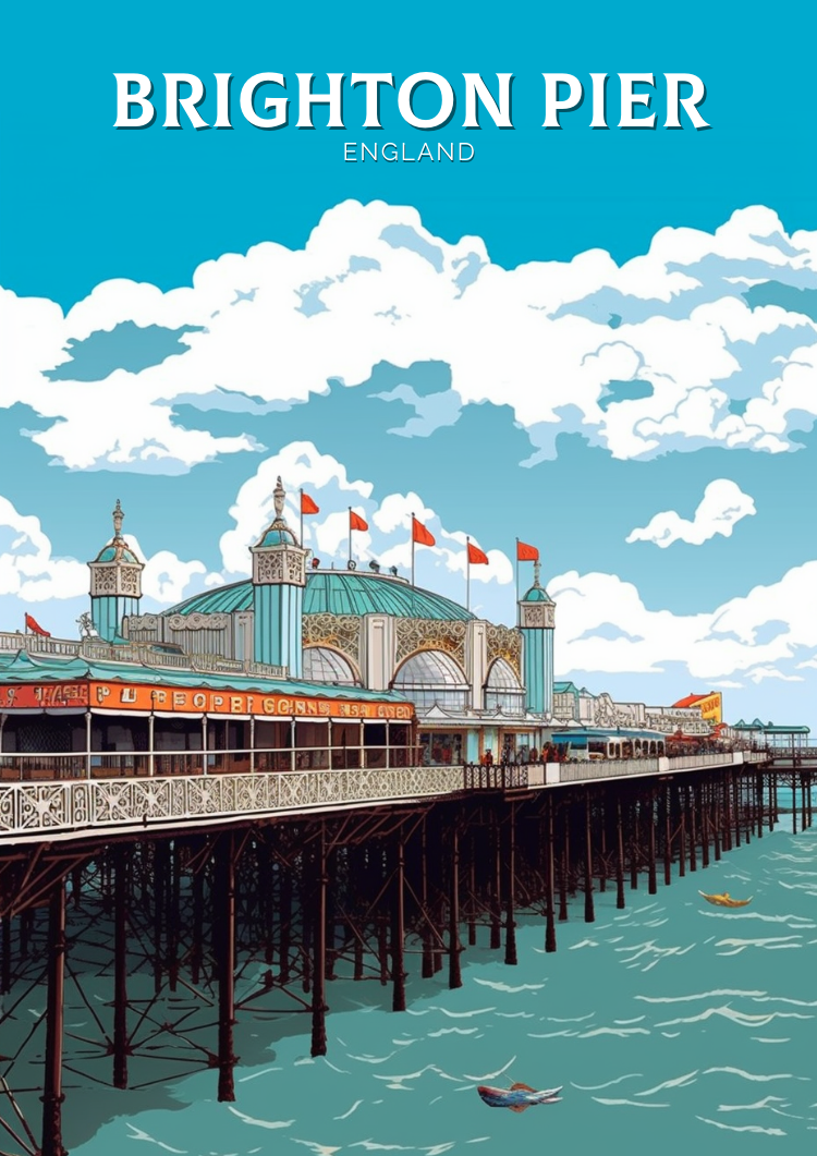 Europe BRIGHTON PIER TRAVEL PRINT - ENGLAND ARTWORK