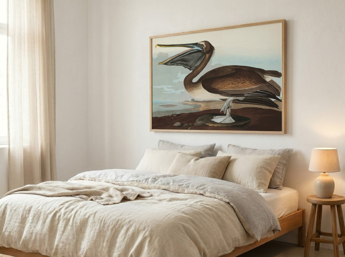 Brown Pelican poster featuring vintage Audubon art in rich colors, ideal for bird lovers and home decor.
