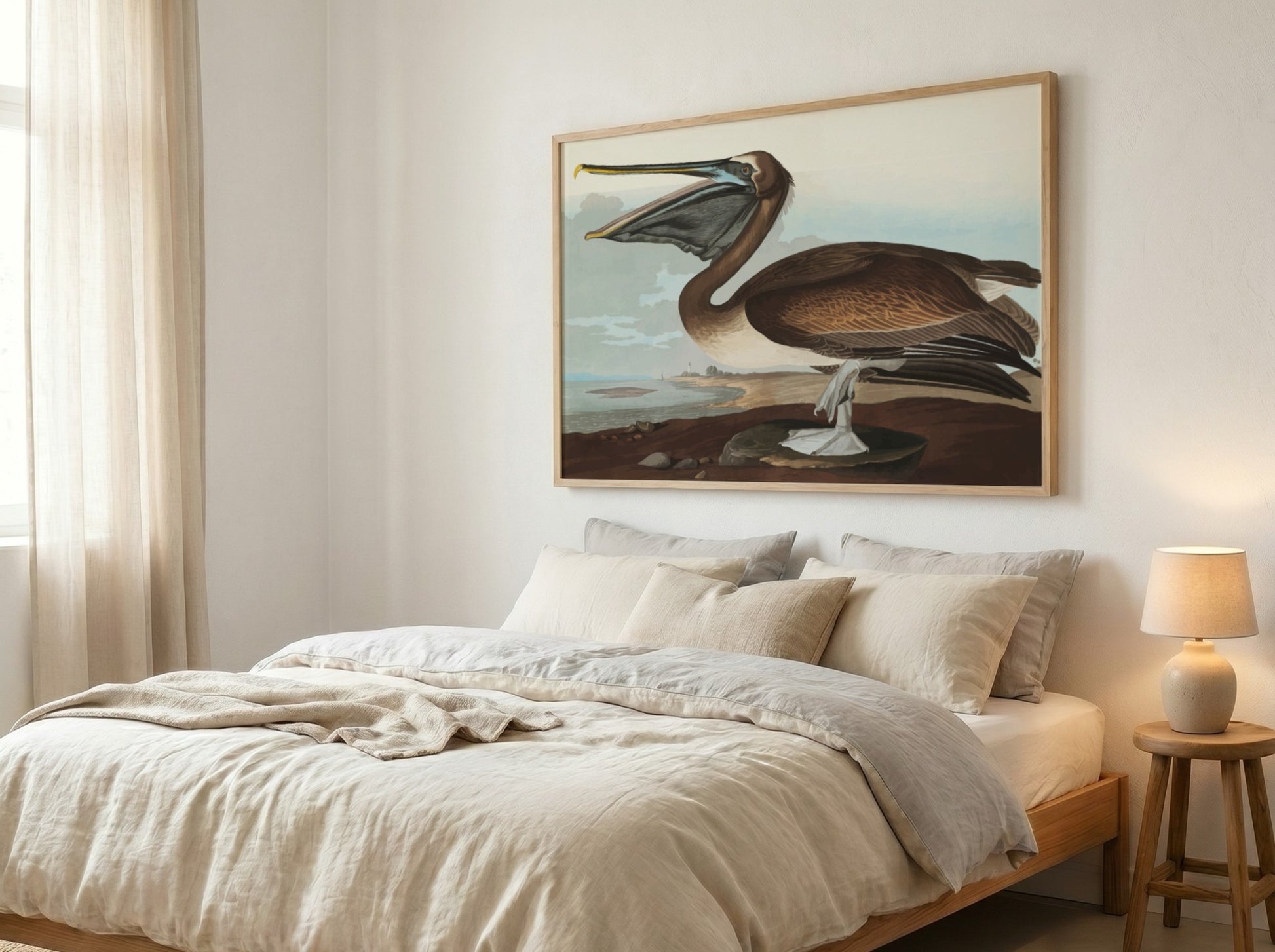 Brown Pelican poster featuring vintage Audubon art in rich colors, ideal for bird lovers and home decor.