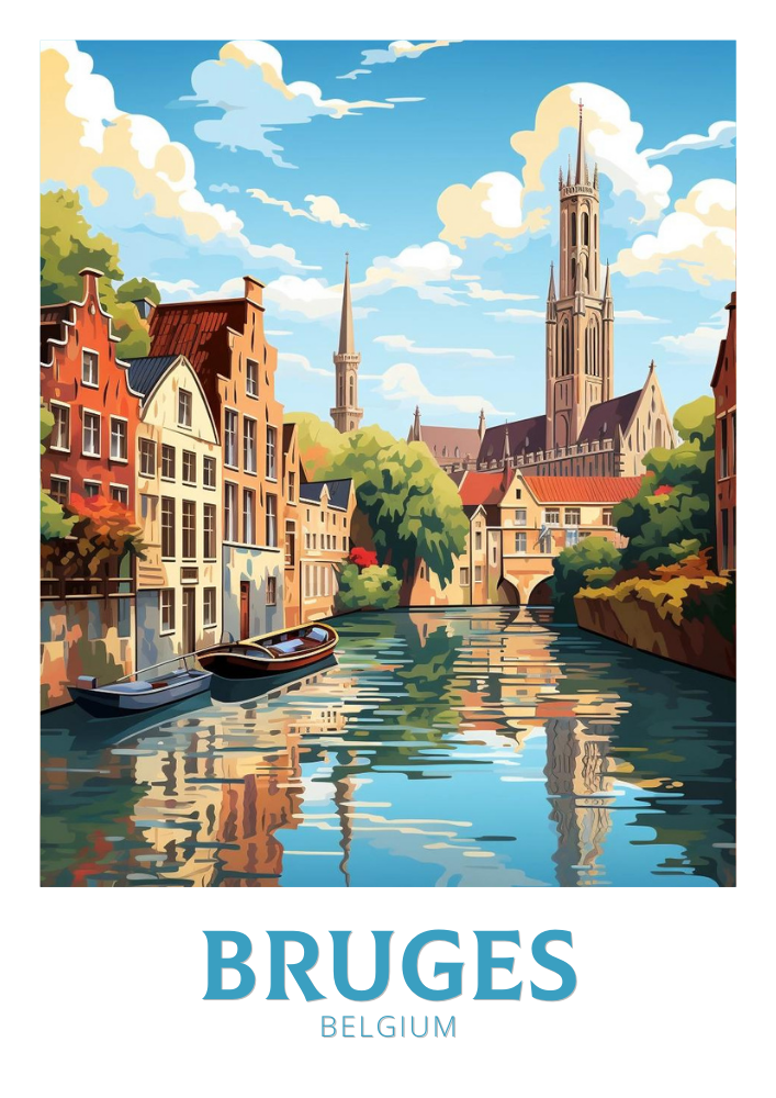 Europe BRUGES TRAVEL POSTER - BELGIUM ARTWORK