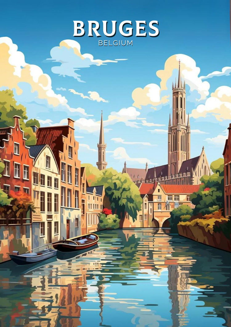Europe BRUGES TRAVEL PRINT - BELGIUM ARTWORK