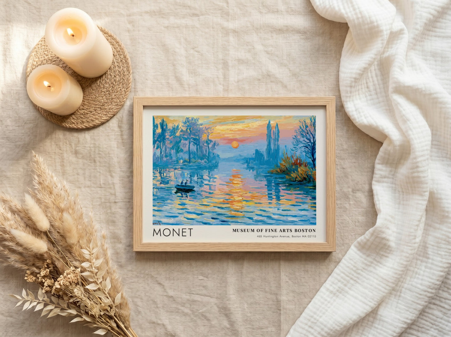 Brume du Matin - L'Étang poster featuring soft blues and warm hues in an impressionist style