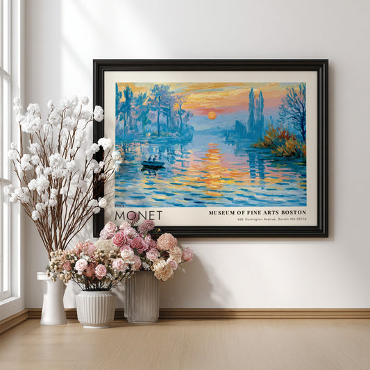 Brume du Matin - L'Étang poster featuring soft blues and warm hues in an impressionist style