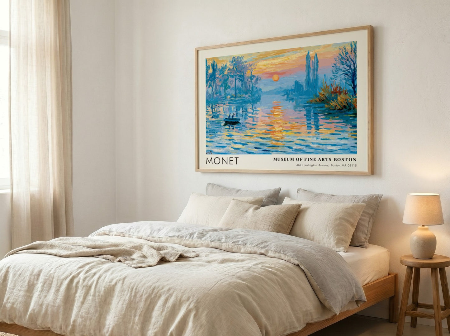 Brume du Matin - L'Étang poster featuring soft blues and warm hues in an impressionist style