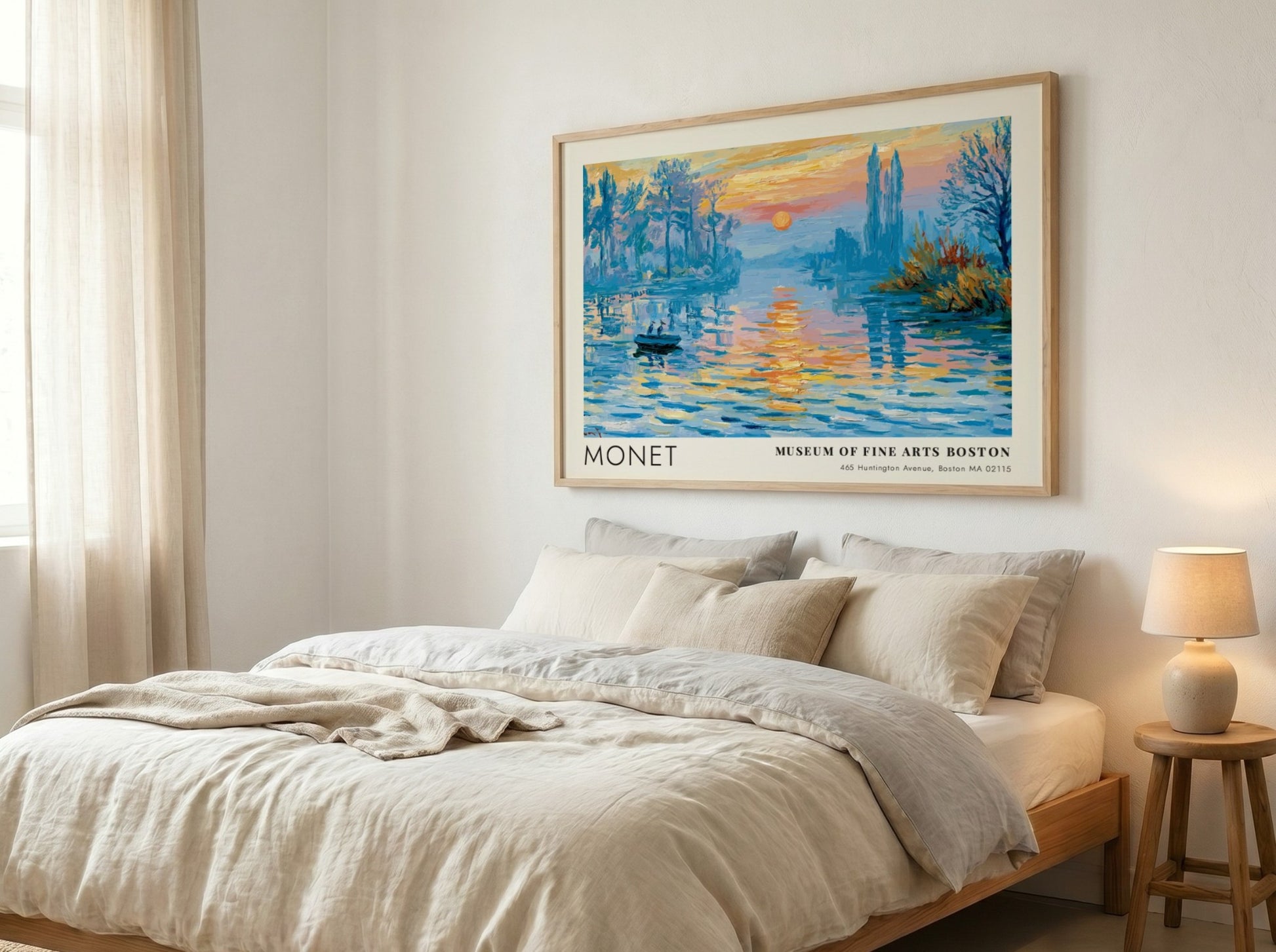 Brume du Matin - L'Étang poster featuring soft blues and warm hues in an impressionist style