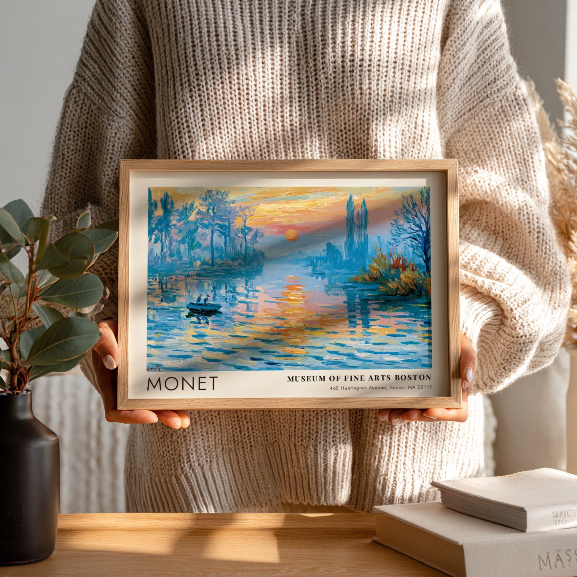 Brume du Matin - L'Étang poster featuring soft blues and warm hues in an impressionist style