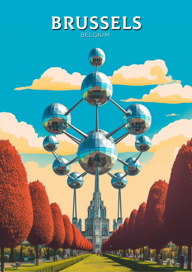 Europe BRUSSELS TRAVEL POSTER - BELGIUM ARTWORK