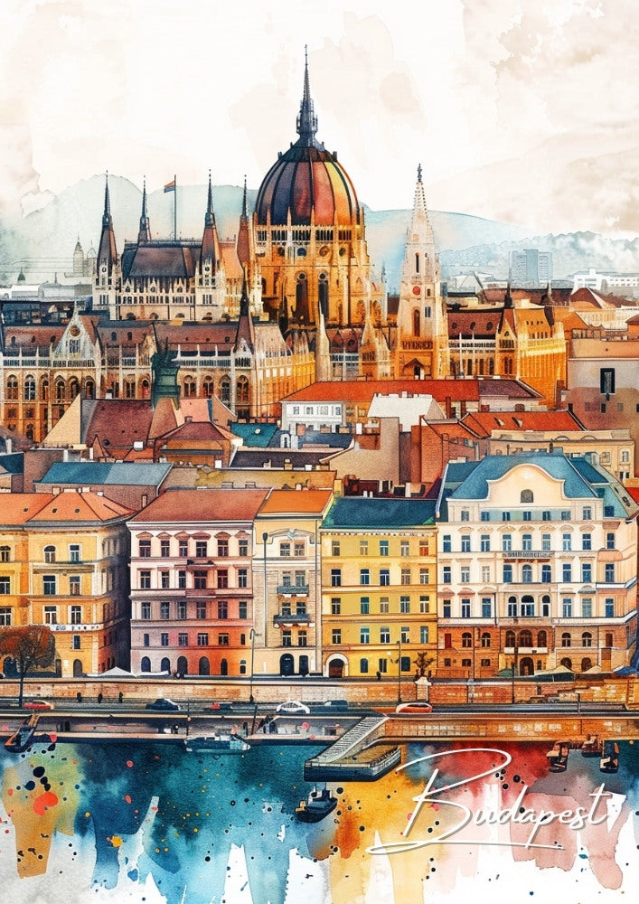 Budapest Travel Print: Budapest Skyline Poster