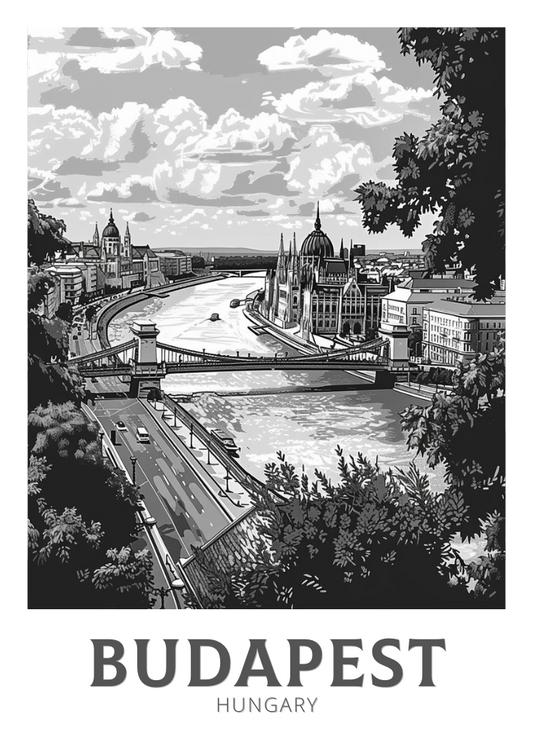 Budapest Black and White Poster