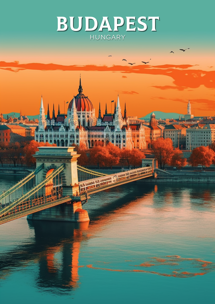 Europe BUDAPEST TRAVEL WALL DECOR - HUNGARY POSTER