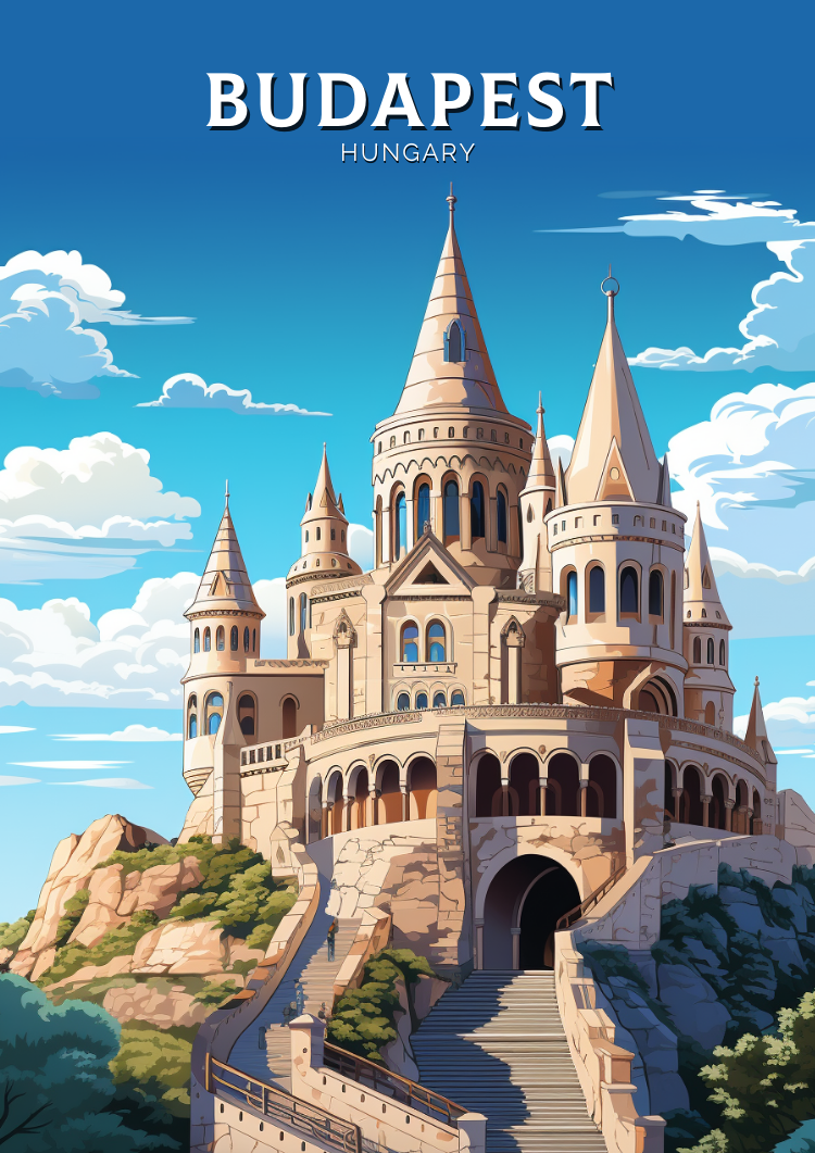 Europe BUDAPEST TRAVEL PRINT - HUNGARY ILLUSTRATION