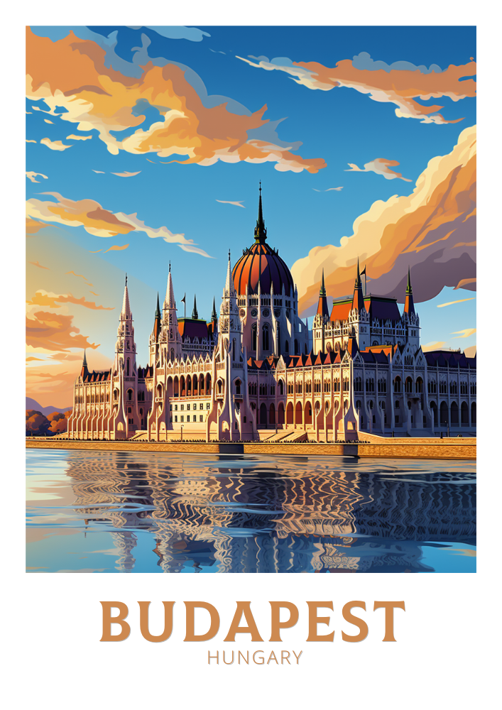 Europe BUDAPEST TRAVEL ART - HUNGARY POSTER