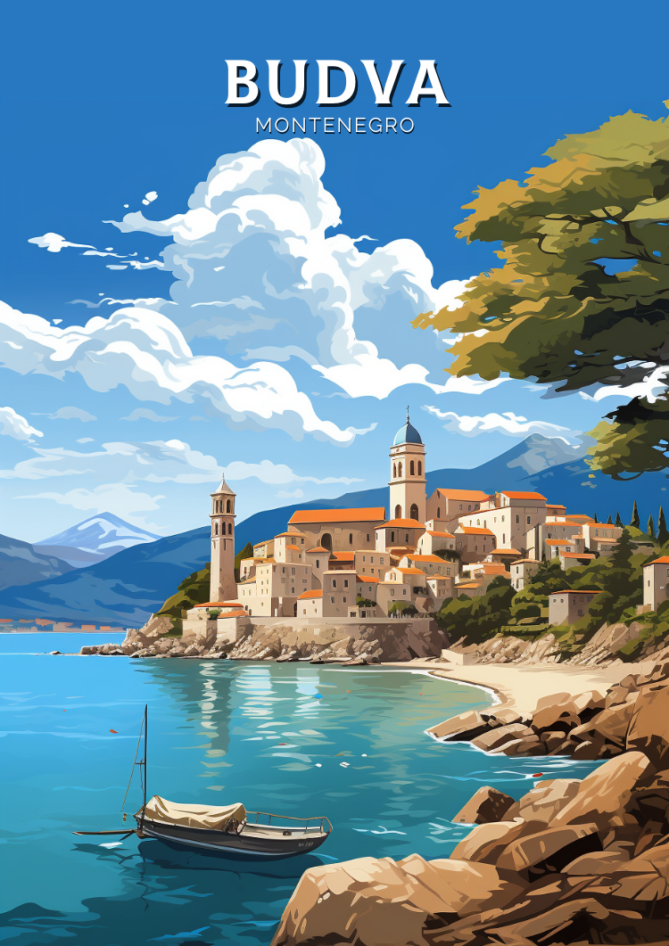 Europe BUDVA TRAVEL POSTER - MONTENEGRO ARTWORK