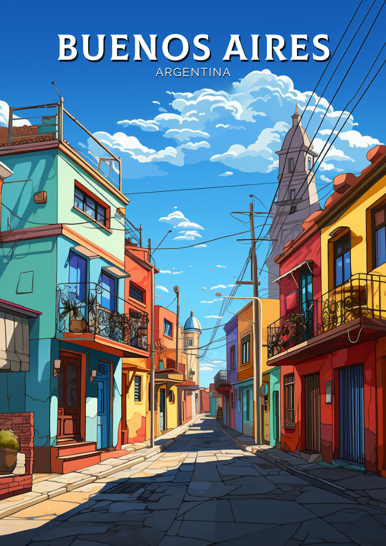 South America BUENOS AIRES CITY POSTER - ARGENTINE URBAN PRINT