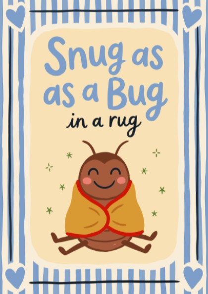 Kids room poster featuring a cozy bug illustration in soft colors, perfect for nursery decor.