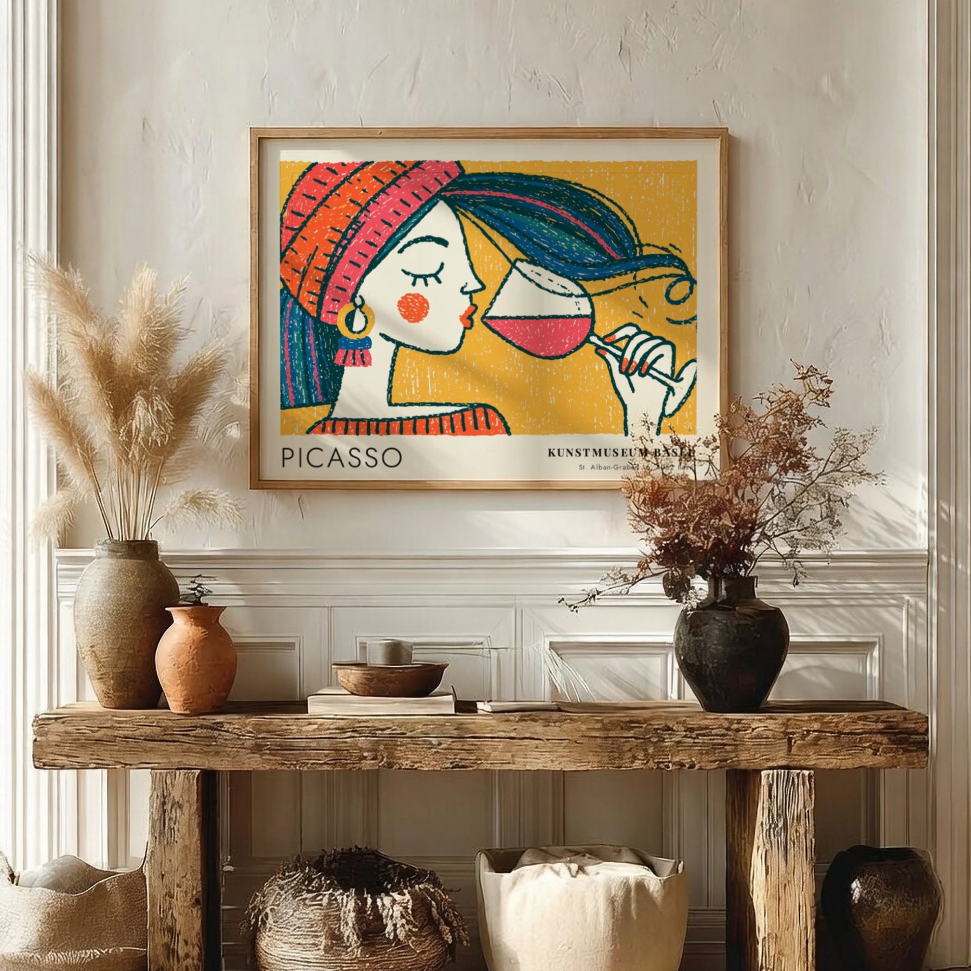 Pablo Picasso poster featuring Bull and Matador design with vibrant colors and bold lines