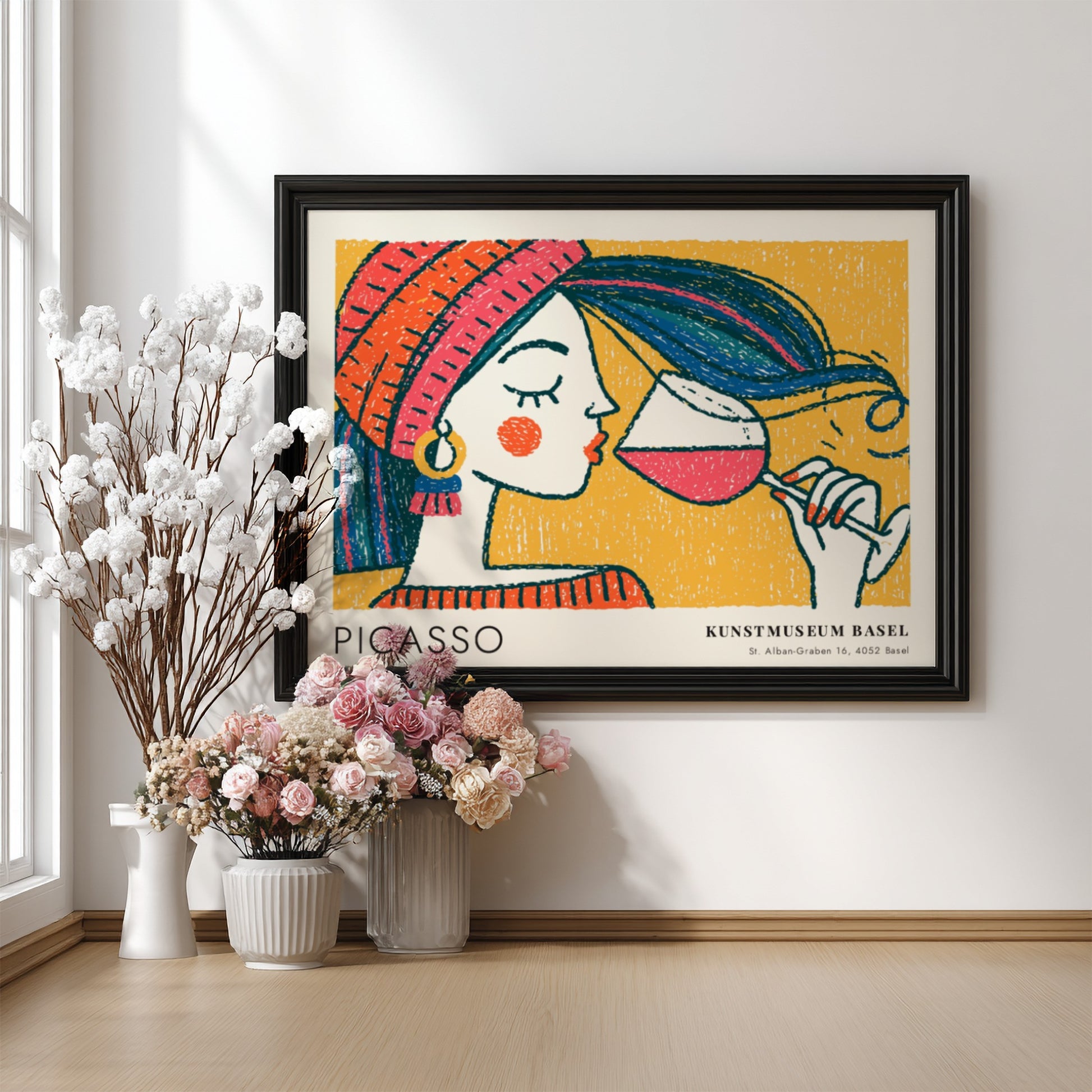 Pablo Picasso poster featuring Bull and Matador design with vibrant colors and bold lines