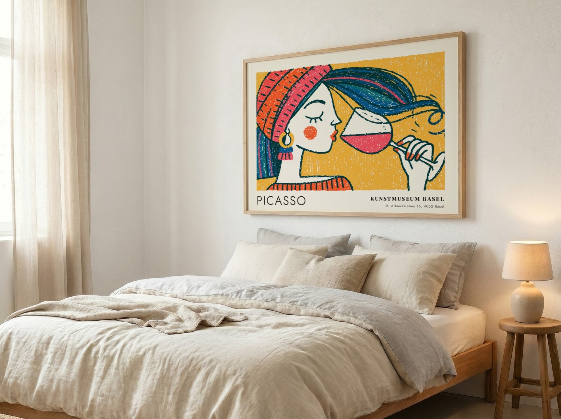Bull and Matador poster featuring vibrant colors and Picasso style, perfect wall art for home decor
