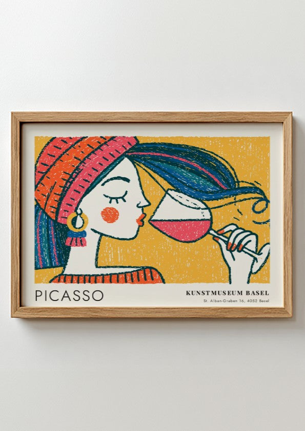 Bull and Matador poster featuring vibrant colors and Picasso style, perfect wall art for home decor