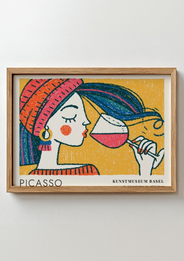 Pablo Picasso poster featuring Bull and Matador design with vibrant colors and bold lines