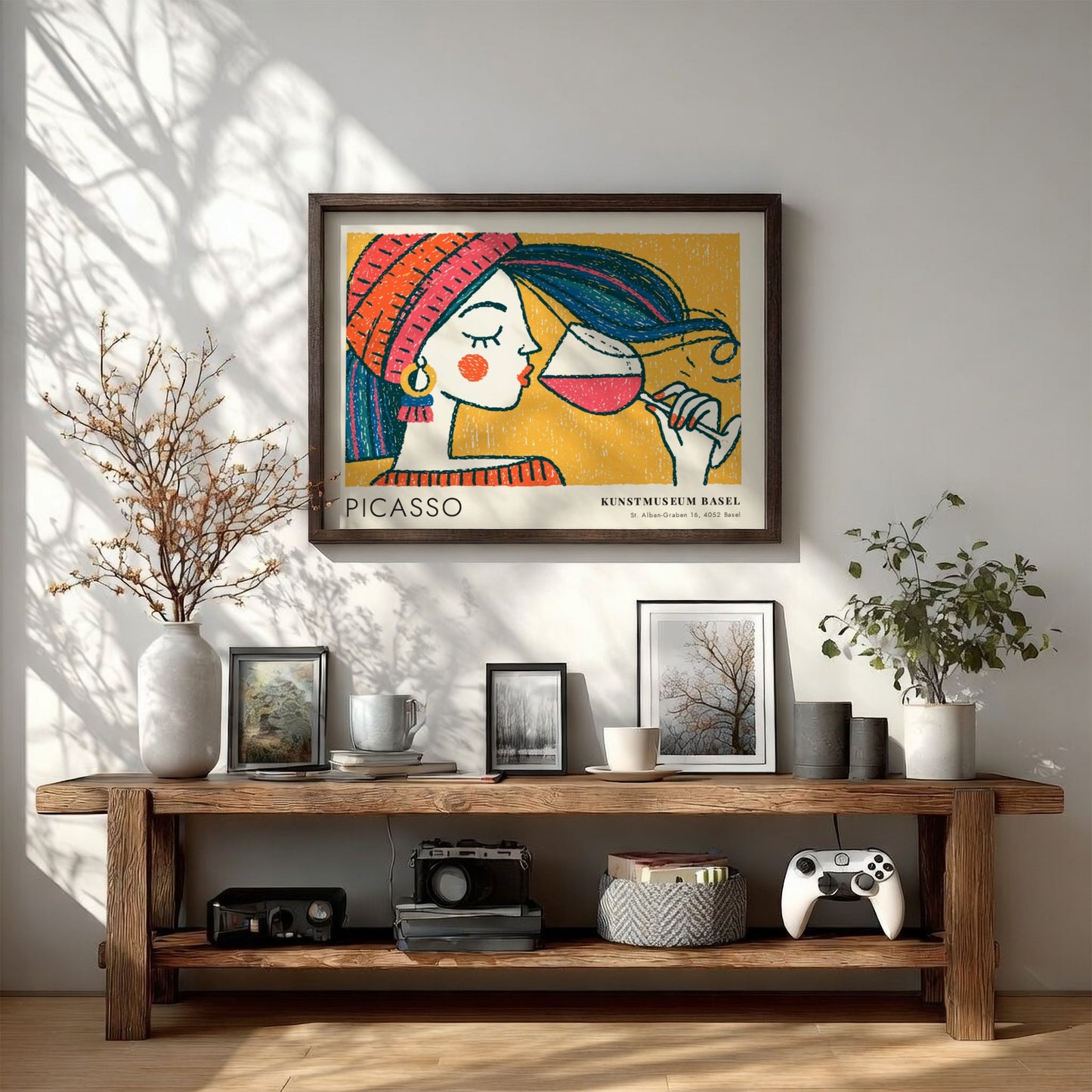 Bull and Matador poster featuring vibrant colors and Picasso style, perfect wall art for home decor