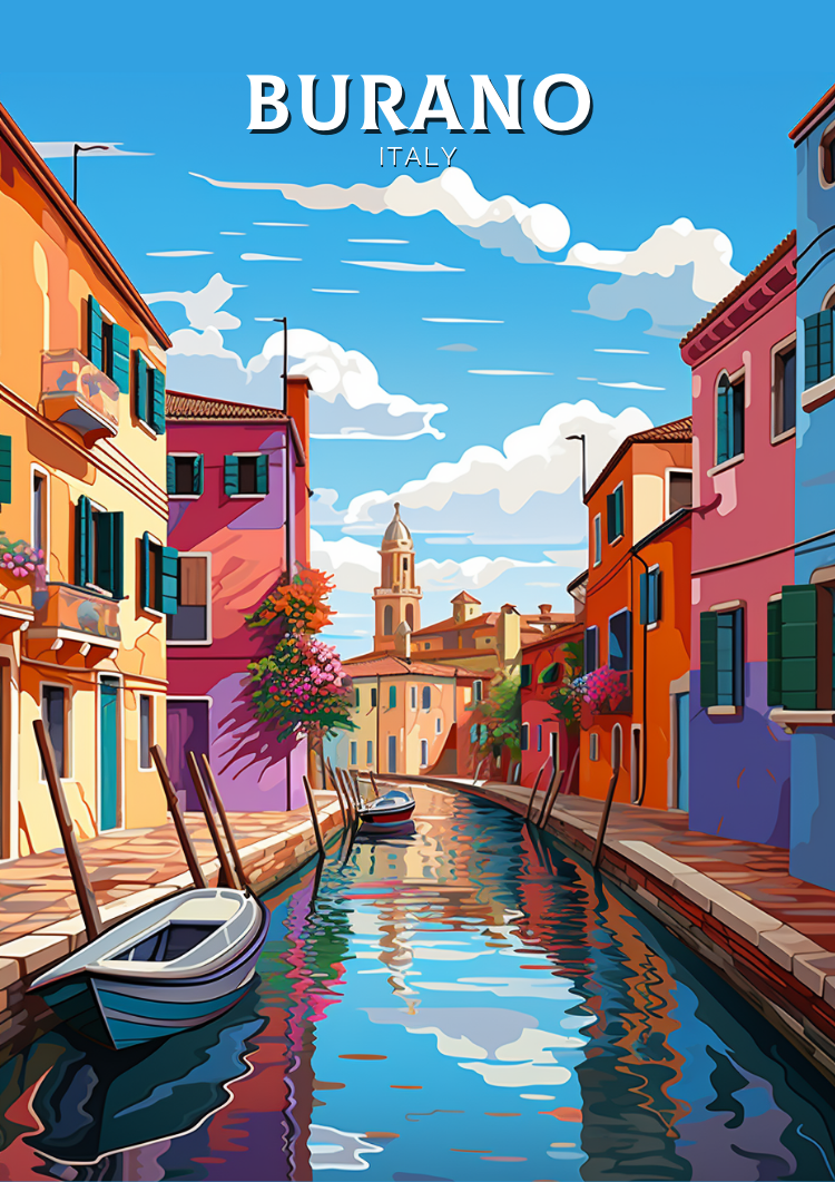 Europe BURANO TRAVEL PRINT - ITALY ARTWORK