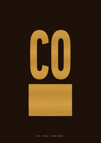 USA states poster featuring Colorado in sepia tones, minimalist design for home decor