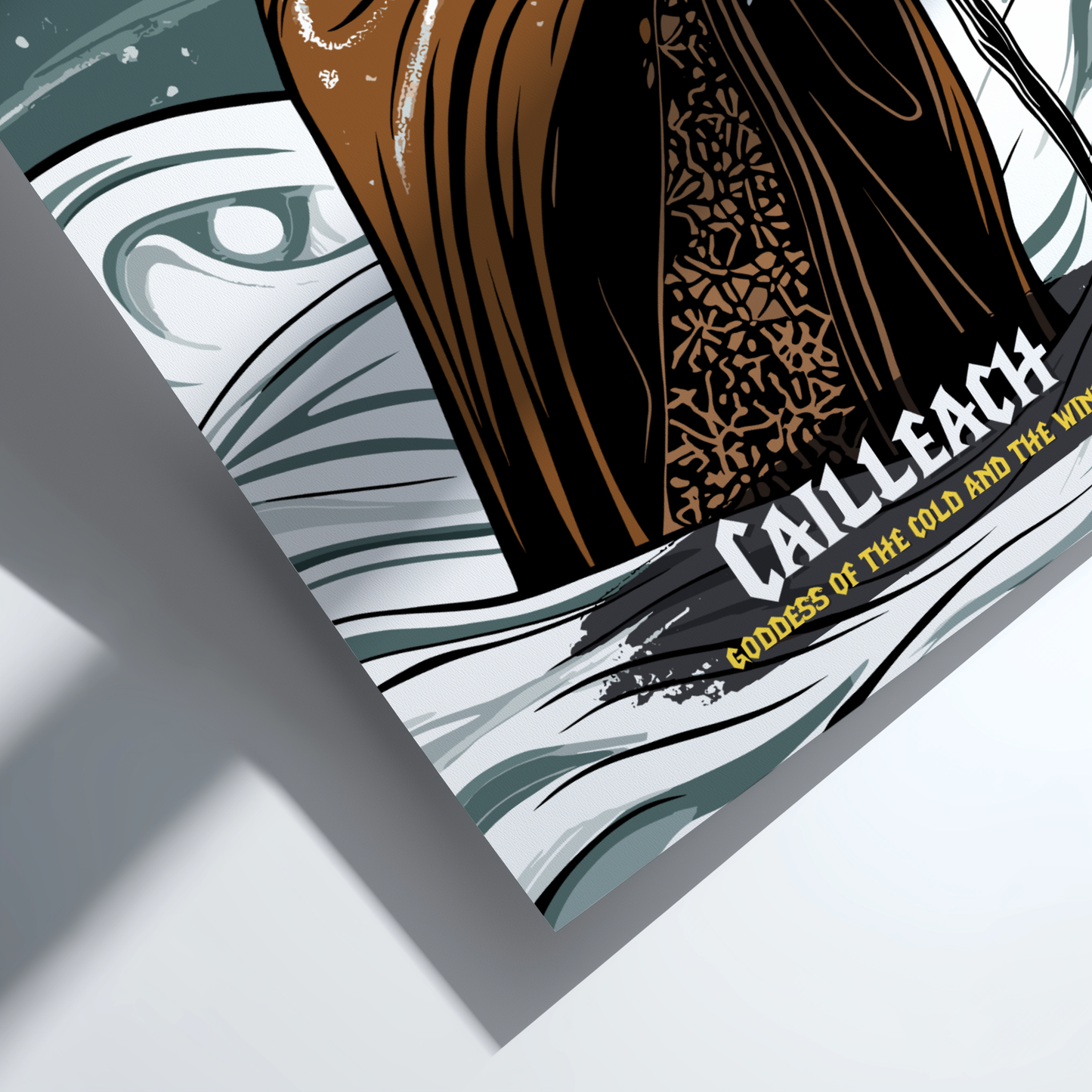 Book cover of 'Cail Leach: Goddess of the Cold and the Wind' with a stylized illustration of a character.