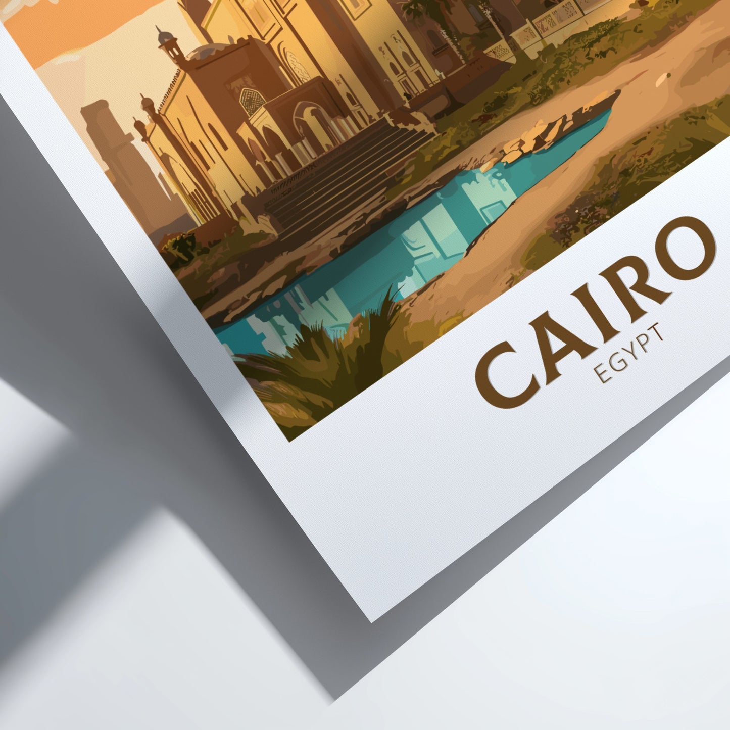 Poster of Cairo, Egypt with a scenic view and 'Cairo Egypt' text.
