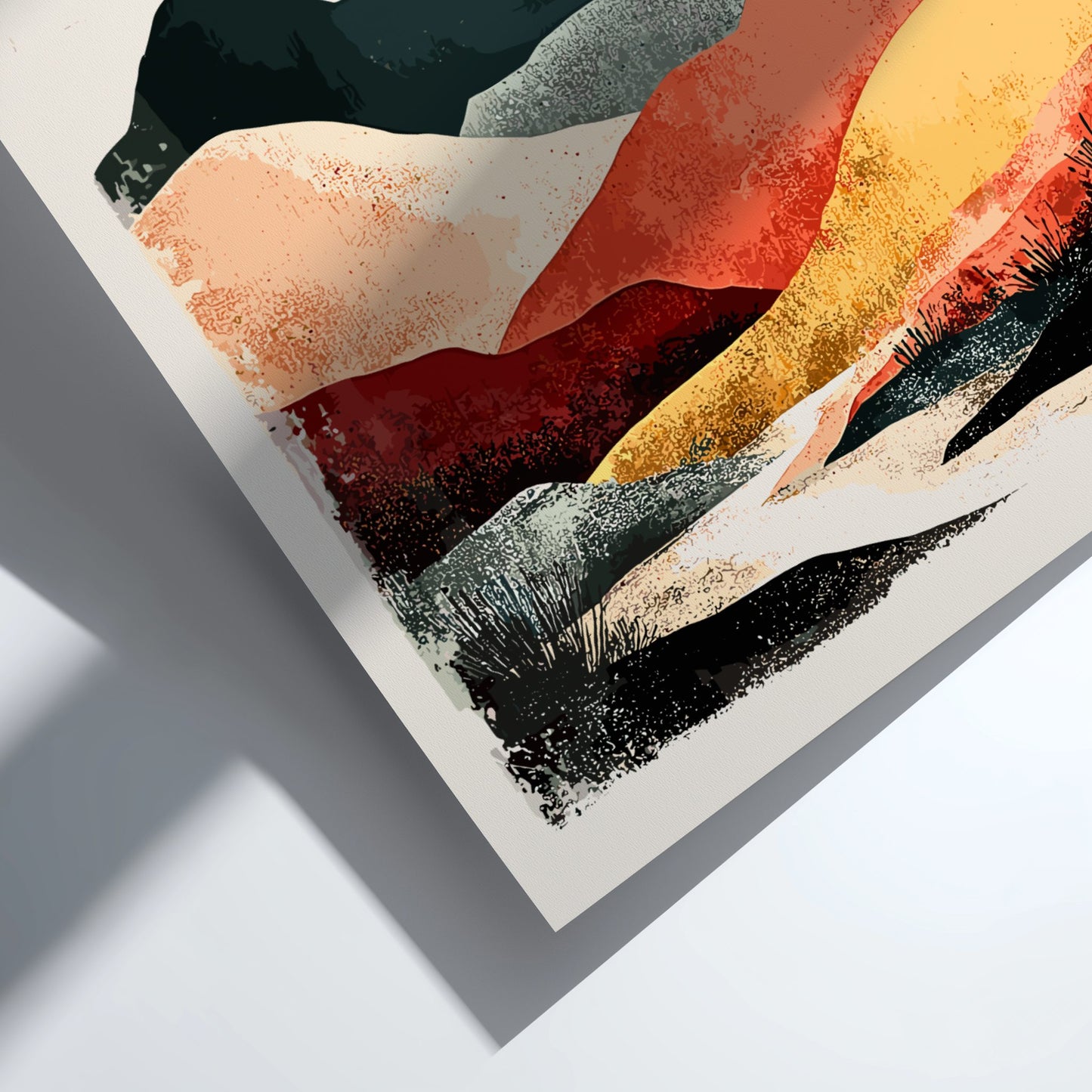 Abstract art piece with colorful brush strokes on a white background