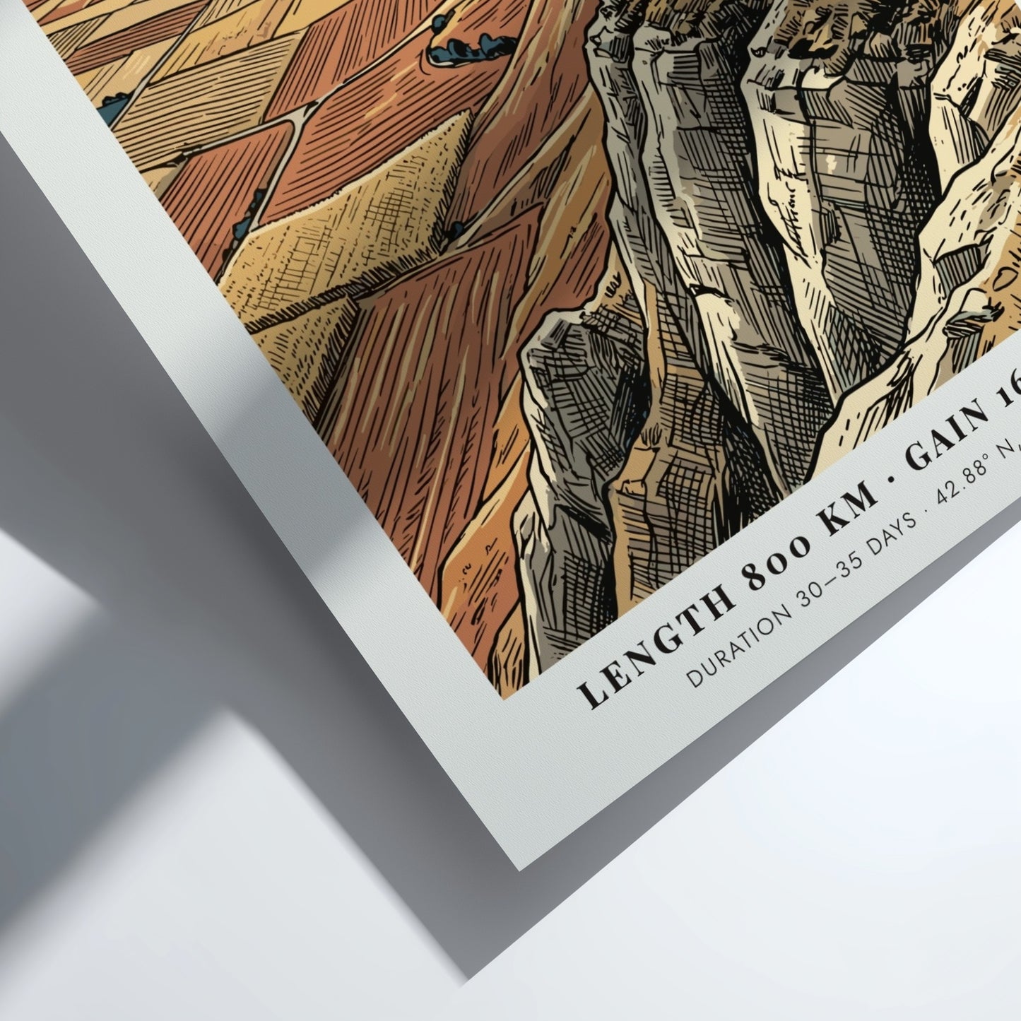 Poster of a hiker on a cliff overlooking the Camino de Santiago route