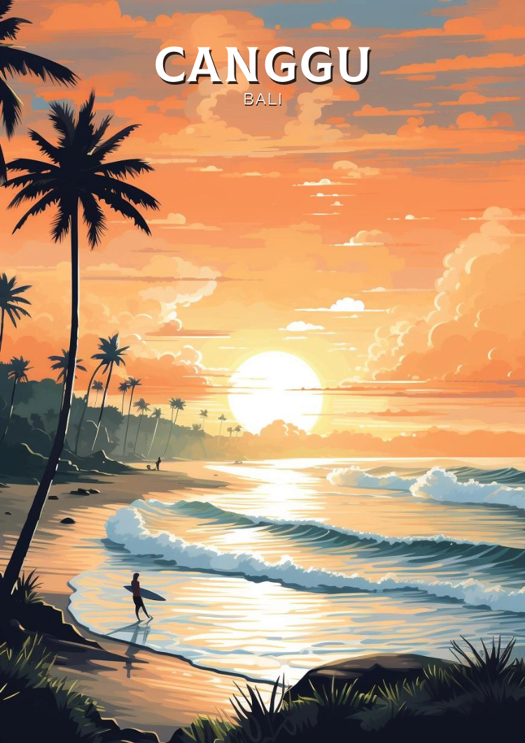 Asian CANGGU TRAVEL POSTER - RETRO BALI ART