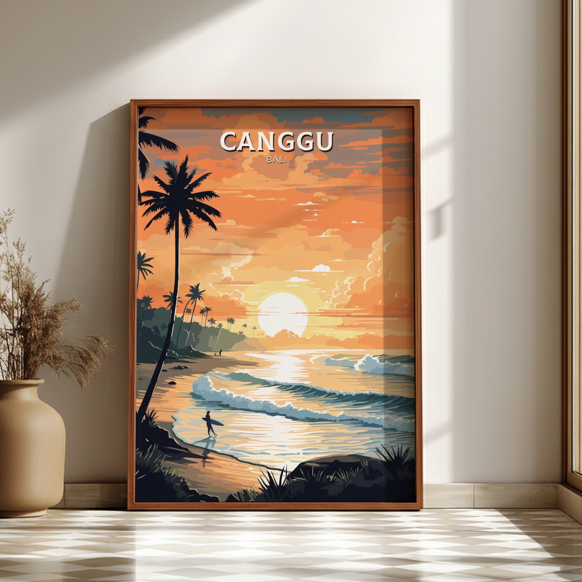 Asian CANGGU TRAVEL POSTER - RETRO BALI ART