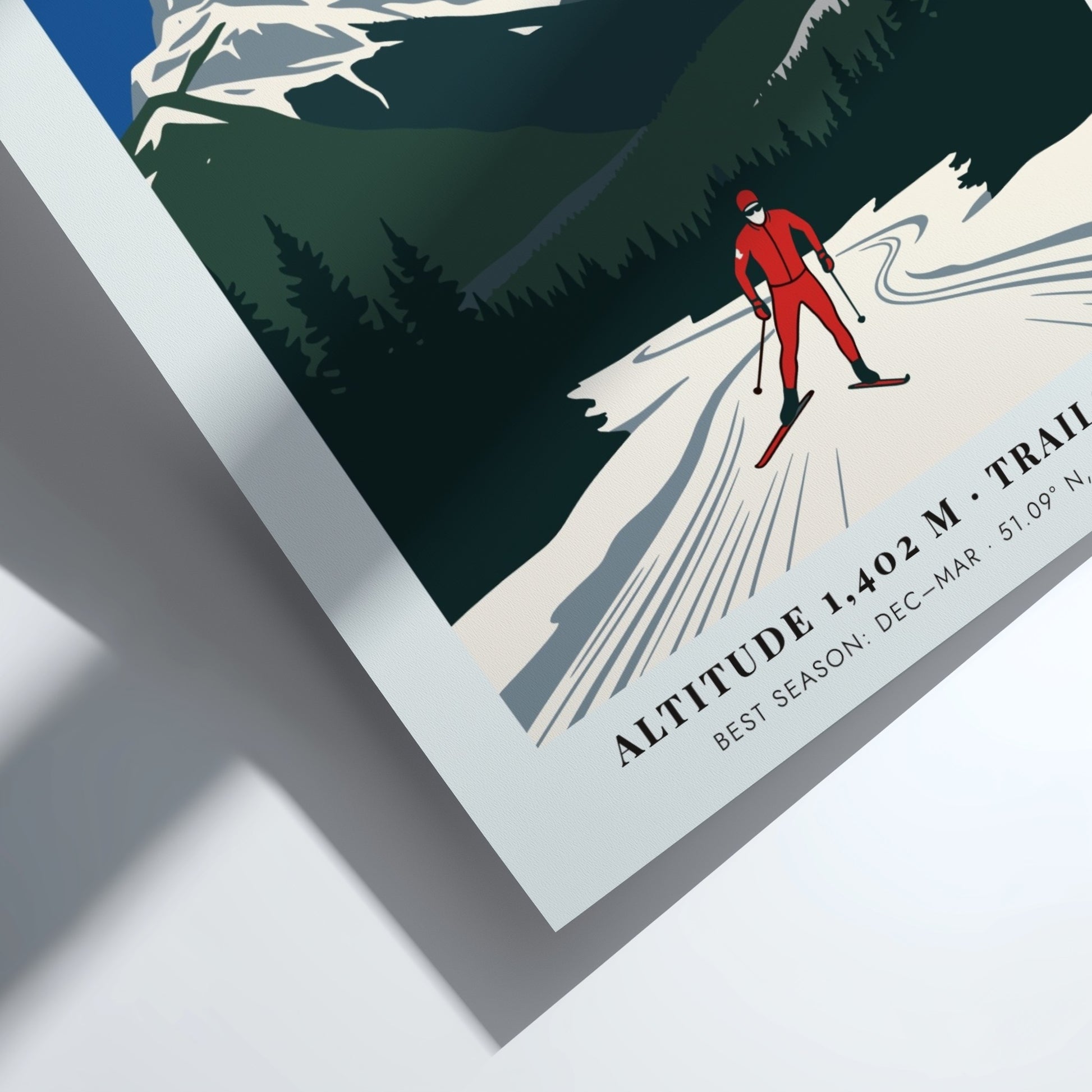 Poster of a cross-country skier with the Three Sisters mountains in Canmore Alberta