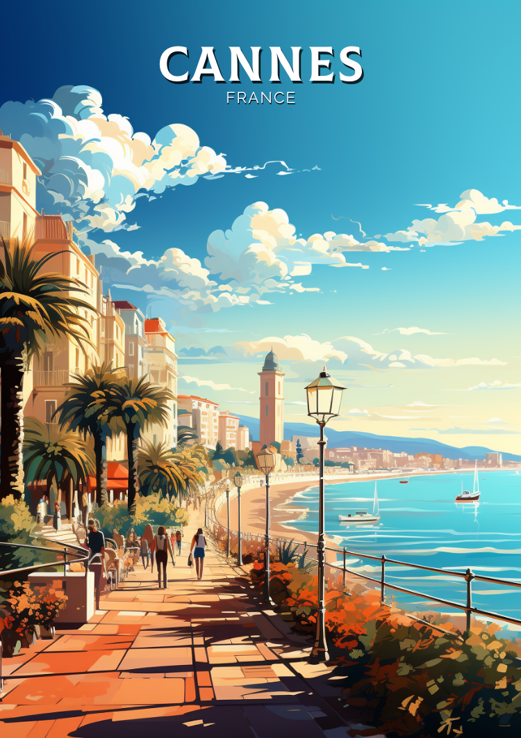 Europe CANNES TRAVEL PRINT - FRANCE ARTWORK