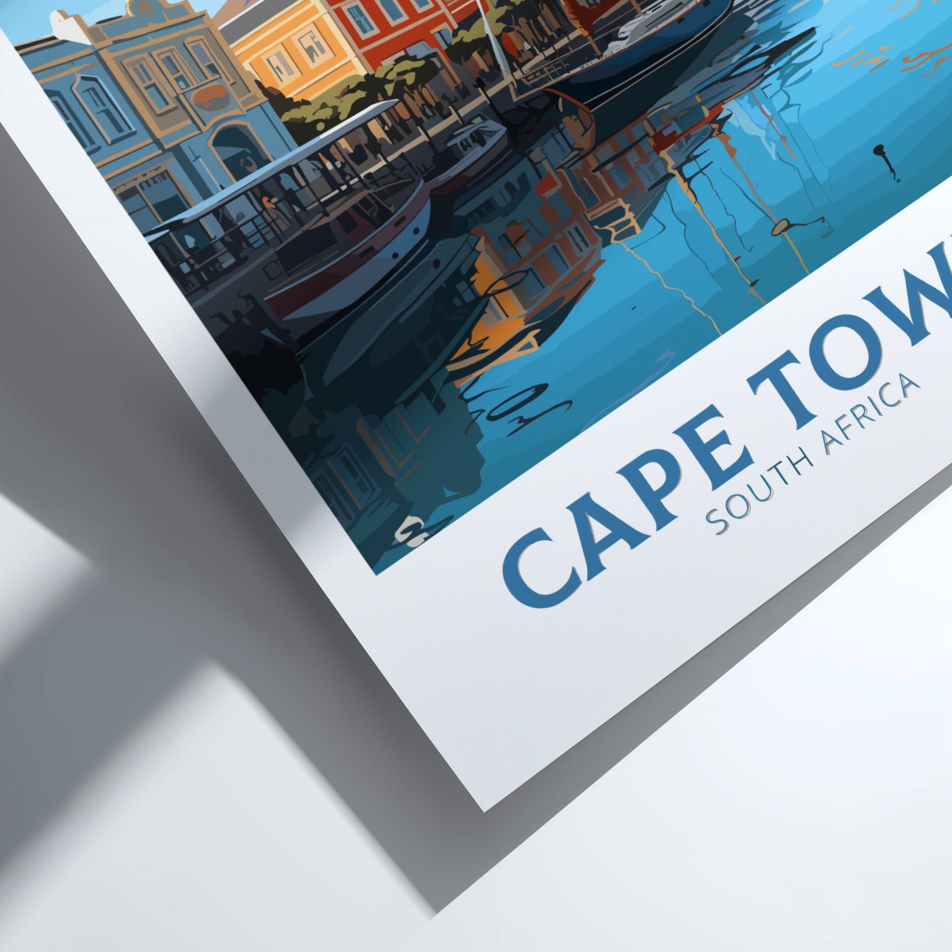 Poster of Cape Town, South Africa with a scenic view and 'Cape Town South Africa' text.