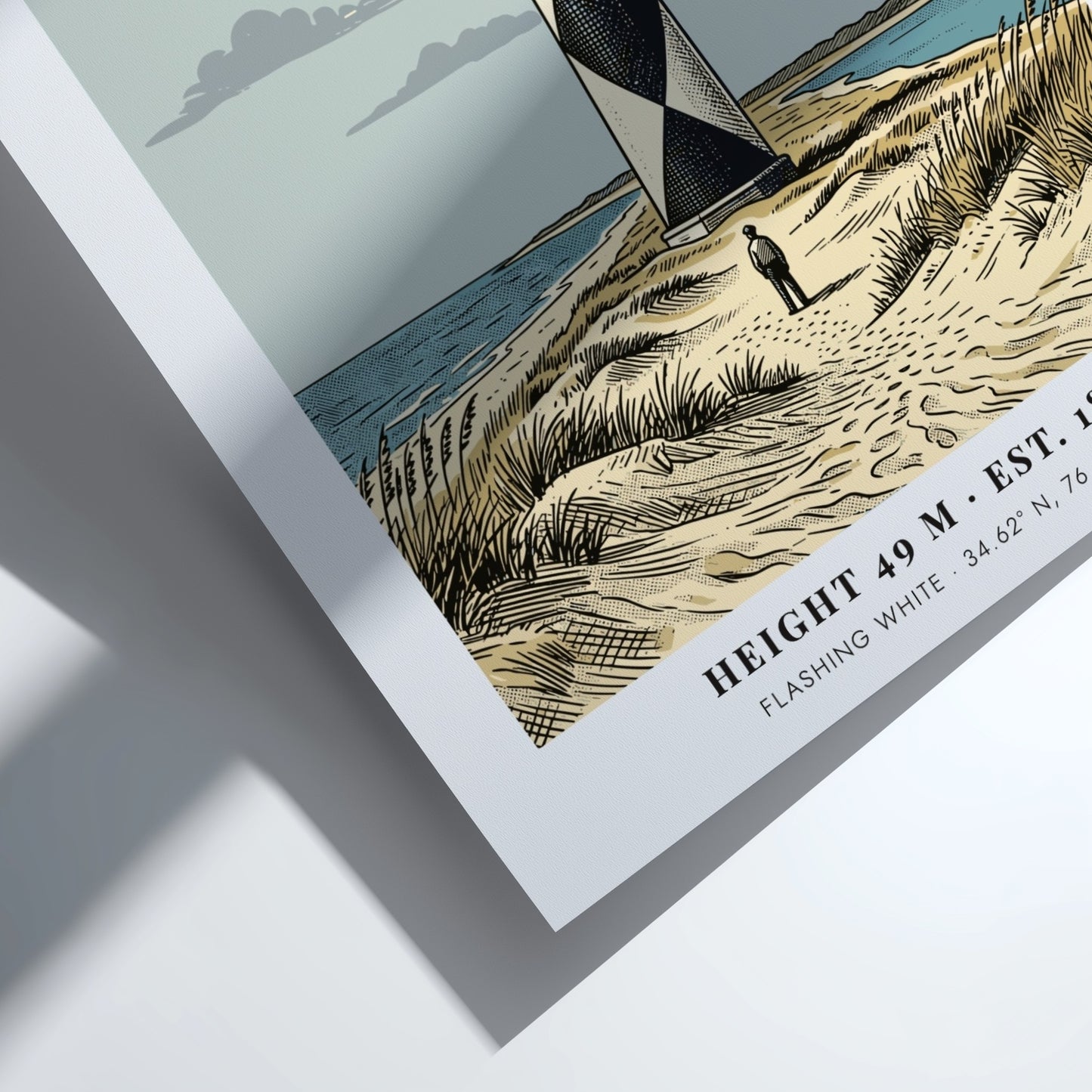 Poster of Cape Lookout lighthouse in North Carolina with its signature black diamond pattern
