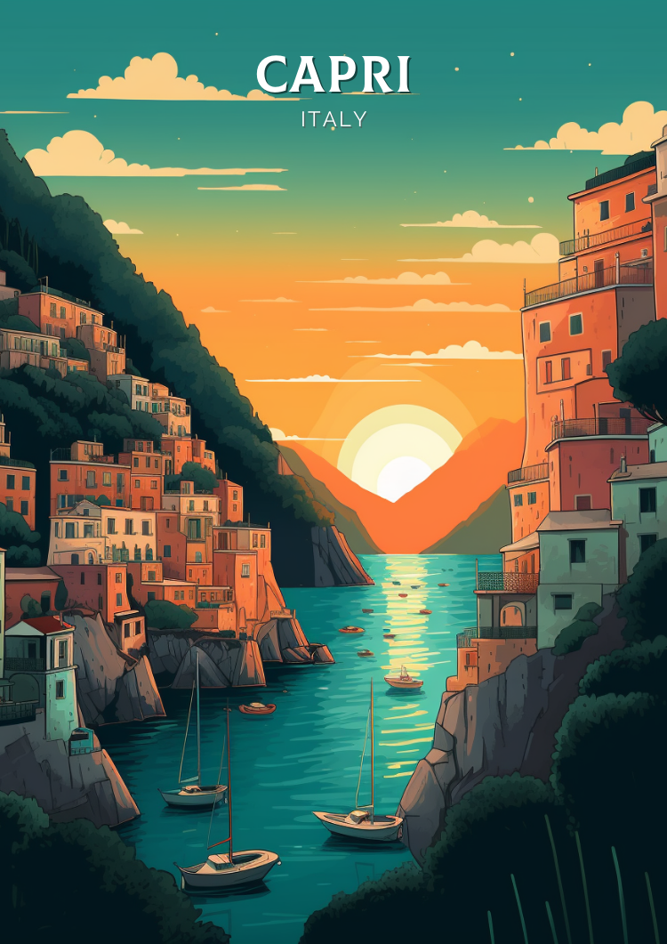 Europe CAPRI TRAVEL POSTER - ITALY ARTWORK