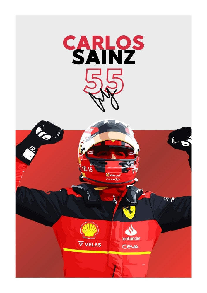 Carlos Sainz Ferrari F1 Poster – Modern Motorsport Wall Art – Brighton ...