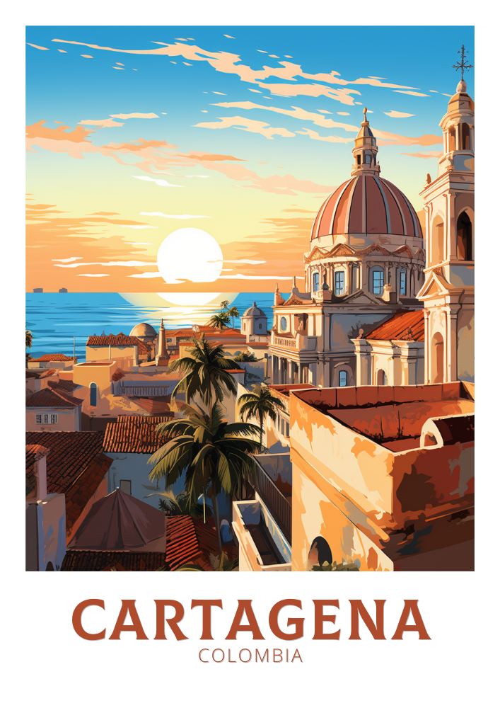 South America CARTAGENA PRINT - VINTAGE TRAVEL POSTER