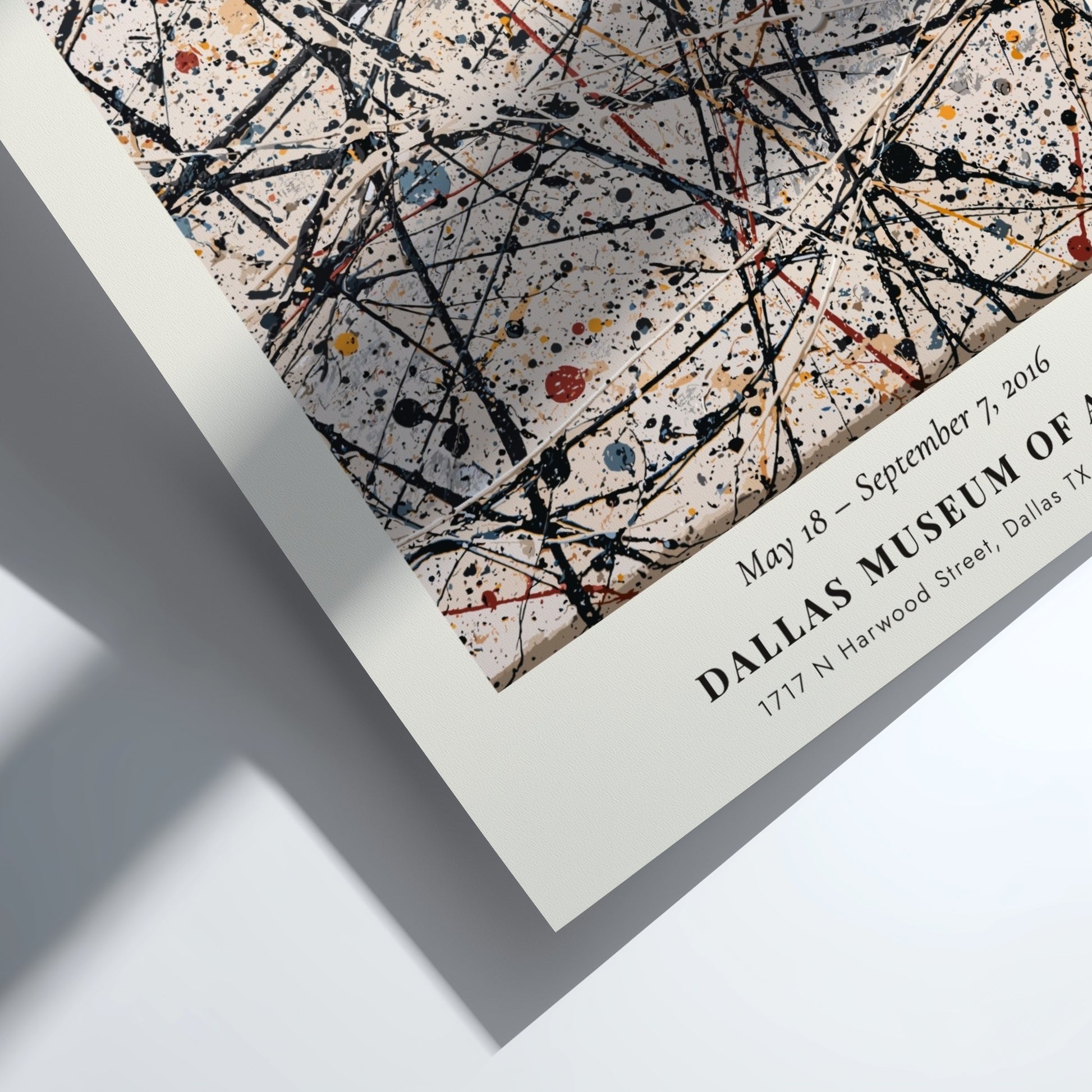 Wall art poster featuring Jackson Pollock's Cathedral painting with drip style black paint